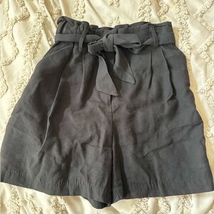 Women's Black Tie-Waist high waisted Shorts